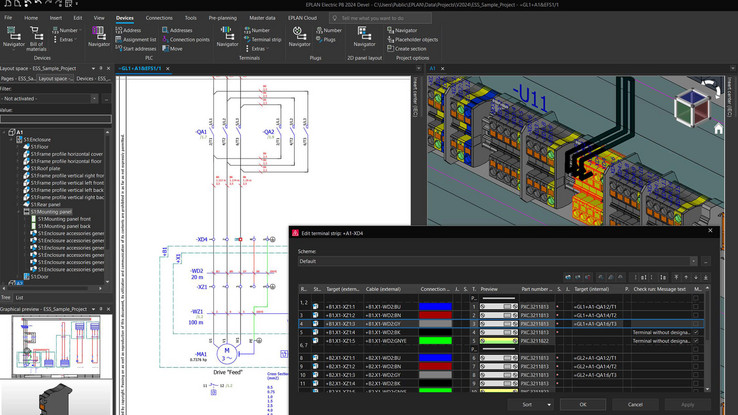 EPLAN Platform 2024 will have new mathematical calculation functions, greater ease-of-use for terminal management, and unprecedented possibilities for navigating